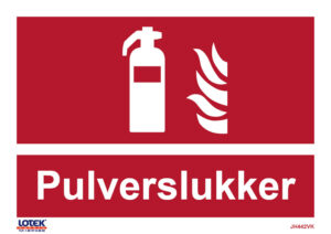 Skilt "Pulverslukker" Rød