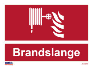 Skilt "BRANDSLANGE" selvklæb.
