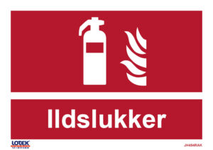 Skilt "ildslukker" Rød