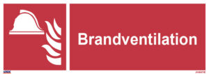 Skilt "Brandventilation" Rød