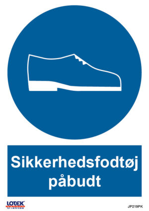 Skilt "Sikkerhedsfodtøj påbudt